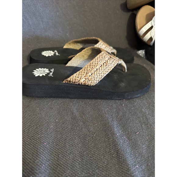 womens yellow box flip flops size 8 - Picture 4 of 8